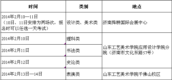  山东工艺美术学院2014年拟定招生计划及专业考试科目（山东省内）